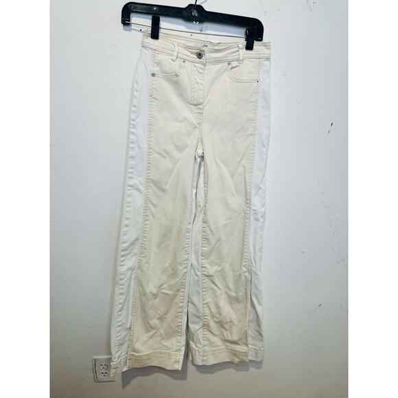 SOMETHING NAVY White Two Tone Denim Cotton Extra Wide Flair Jeans Size 25 - Picture 3 of 16